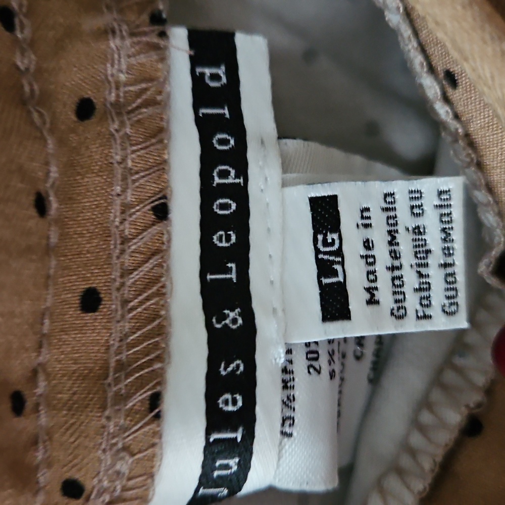 Jules & Leopold Tan With Black Polka Dot Pull On Pants - Picture 3 of 4